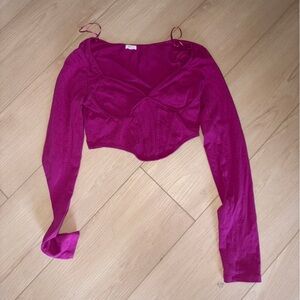 Garage Magenta Long Sleeve Crop Top
